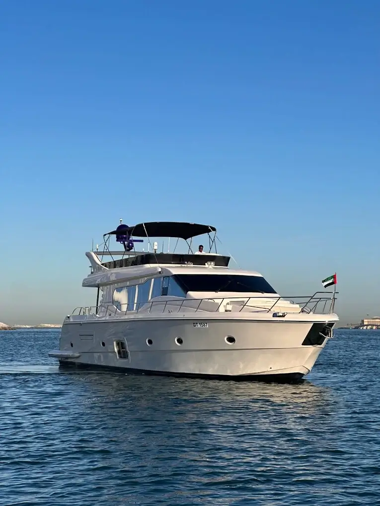 Large luxury yacht for corporate events cruising the Dubai coastline